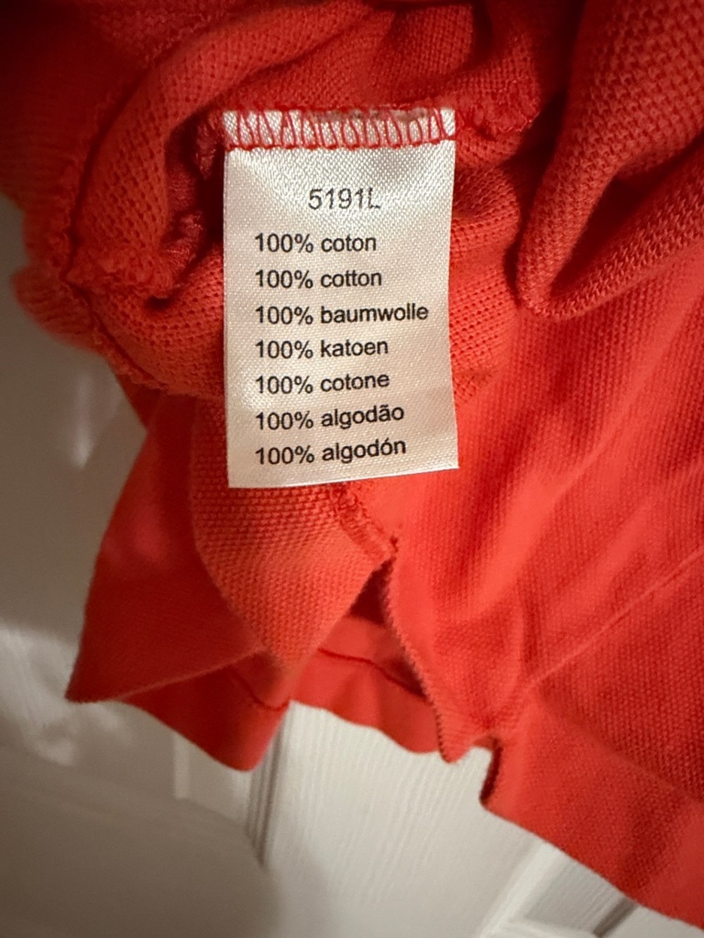 Lacoste Mens Polo Shirt Size 9 Classic Fit Piqué 5191L-Vibrant Orange/ Coral - Picture 3 of 4